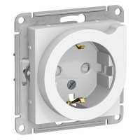 Розетка Atlasdesign 1мест. с/з +шторки с выталкивателем белая 16А