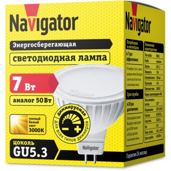 Лампа светодиодная NLL-MR16-DIM GU5.3 7W 3000K диммируемая Navigator