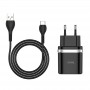 Сетевое зарядное устройство Hoco C12Q QC 3.0 + Кабель Type-C 1м, черный 18W