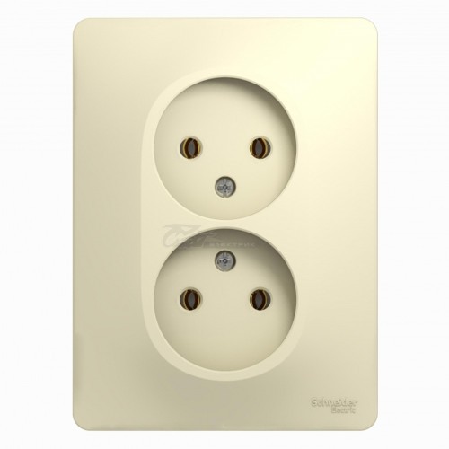 Розетка Glossa 2м бежевая б/з в сборе GSL000220