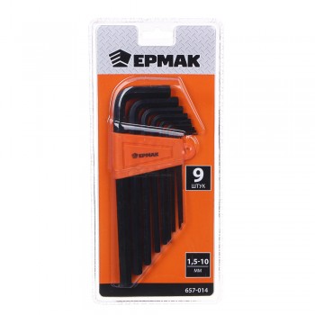 Набор ключей шестигранных 9 предметов 1,5-10мм удлиненные ЕРМАК