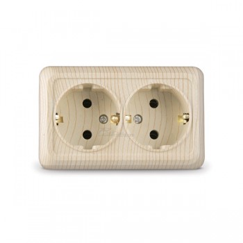 Розетка 2м о/п с/з 16А сосна Universal Олимп