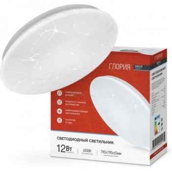 Светильник светодиодный DECO Глория 12Вт 230В 6500К 1080лм 210х65мм IN HOME