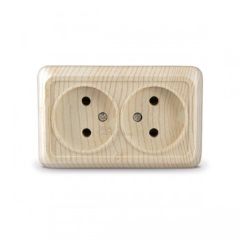 Розетка 2м о/п б/з 16А сосна Universal Олимп