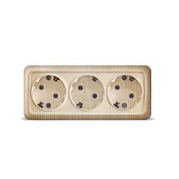 Розетка 3-мест откр уст. с/з сосна Universal Олимп 1173