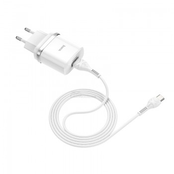 Сетевое зарядное устройство Hoco C12Q QC 3.0 + Кабель Type-C 1м, белый 18W