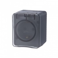 Розетка Atlasdesign PROFI 1м о/у с/з+шторки антрацит 16А IP54