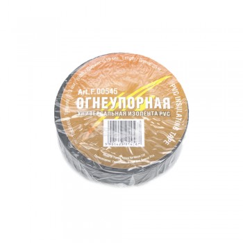 Изолента 00545 огнеупорная, самозатухающая черная ПВХ, 0,13мм Terminator