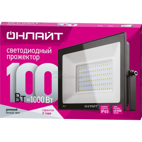 Прожектор светодиодный OFL-100 100W 6000k 8000лм IP65 черный Онлайт