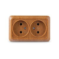 Розетка 2м о/п б/з 16А бук Universal Олимп