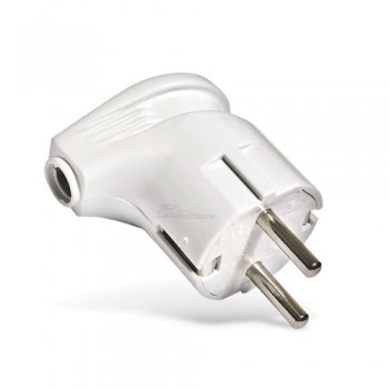 Вилка сетевая Universal угловая с/з белая