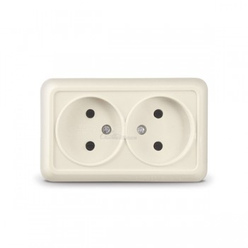 Розетка 2м о/п б/з 16А бежевая Universal Олимп