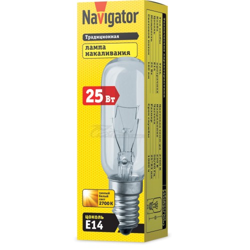 Лампа накаливания для вытяжек и холодильников NI-T25L-25Вт Е14 61205 Navigator
