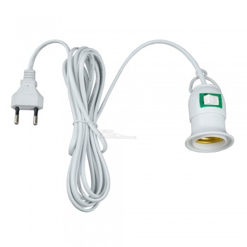 Патрон E27 подвесной с выключателем и вилкой 3м белый Uniel