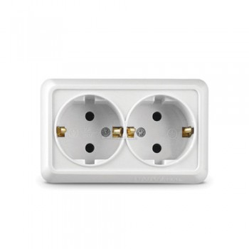 Розетка 2м о/п с/з 16А белая Universal Олимп