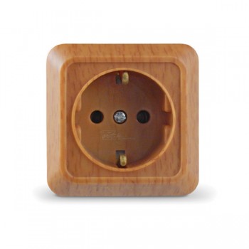 Розетка 1м о/п с/з 16А бук Universal Олимп