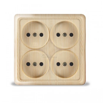 Розетка 4м о/п б/з 16А квадрат сосна Universal Олимп