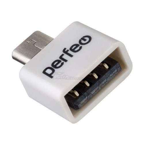 Переходник гн USB-A\шт MicroUSB адаптер для OTG устройств Perfeo белый