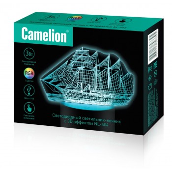 Ночник Camelion NL-404 светодиодный "Корабль" 15х17см, 3Вт, RGB, USB
