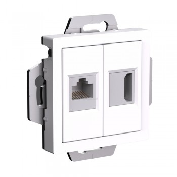 Розетка Atlasdesign HDMI+RJ45 кат.5е белая