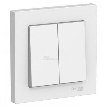 Выключатель Atlasdesign 2кл. сх.5 белый в сборе