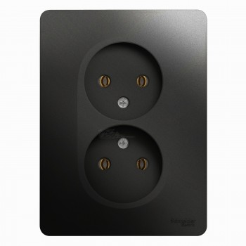 Розетка 2-местная б/з с/п антрацит в сборе Glossa