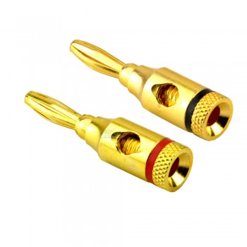 Штекер "банан" металл золото пара (красный+черный) QuickPin