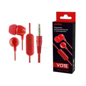 Наушники-гарнитура Perfeo VOTE с микрофоном красные