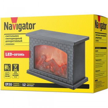Светильник декоративный Navigator NSL-07 "Камин" 3*АА/5В DC