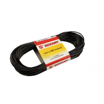 ТРОС стальной в ПВХ изоляции d=2.5мм,черный (моток 20м) REXANT