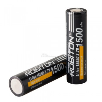 Аккумулятор Li-ion 18650 3.7v 1500mAh высокотоковый 20А без защиты PK-1 ROBITON