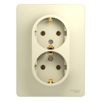 Розетка 2-местная с/з с/п крем в сборе Glossa