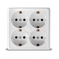 Розетка 4м о/п с/з 16А квадратная белая Universal Олимп