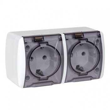 Розетка 2м о/п с/з крышка прозрачная 16А IP54 Владивосток EKF