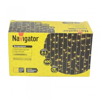 Гирлянда светодиодная занавес 3,0*3,0м (высота 3м) 500LED постоянное свечение IP20 теплый белый Navigator