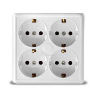 Розетка 4м о/п с/з 16А квадратная белая Universal Олимп