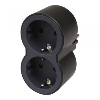 Разветвитель сетевой Legrand на 2 гнезда с/з черный Revolution Стандарт