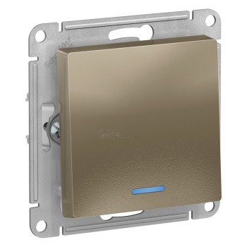 Выключатель Atlasdesign 1кл. с инд шампань сх.1а 10А