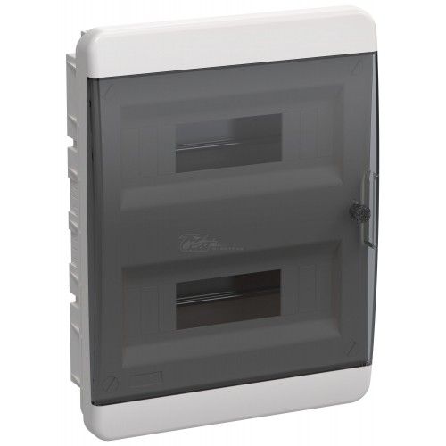 Корпус пластиковый ЩРВ-П,24 модуля встраиваемый черная прозрачная дверь IP41 TEKFOR