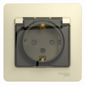 Розетка Glossa 1мест. с/з крышка крем IP44 GSL 000248