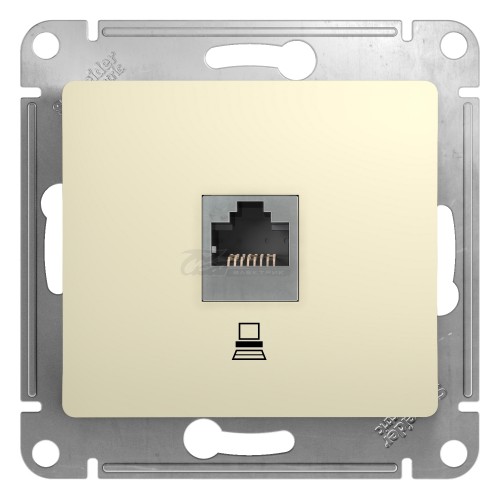 Розетка компьютерная RJ45 cat.5e крем Glossa