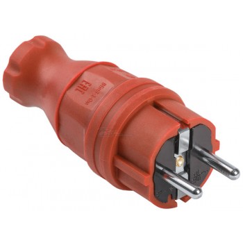 Вилка сетевая IEK Омега с/з IP44 прямая термопласт 16А красная
