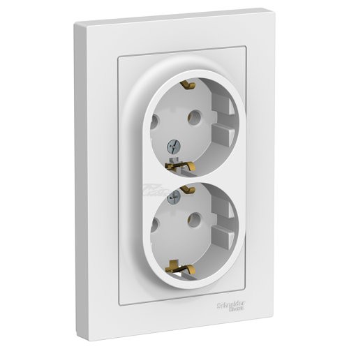 Розетка Atlasdesign 2м белая c/з в сборе