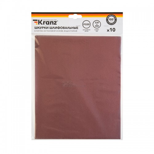 Шлифовальный лист Р320 230х280мм на тканевой основе Kranz