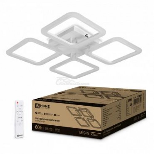 Светильник светодиодный ELEGANT ARIS-W 60Вт 230В 3000-6500К 4700лм 450х450х75мм с ПДУ IN HOME