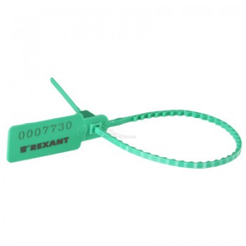 Пломба пластик номерная 255мм ЗЕЛЕНАЯ REXANT