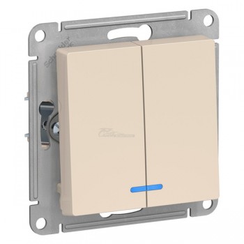 Выключатель Atlasdesign 2кл. с инд бежевый сх.5а