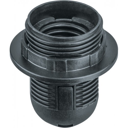 Патрон Е27 с прижимным кольцом черный пластик Navigator