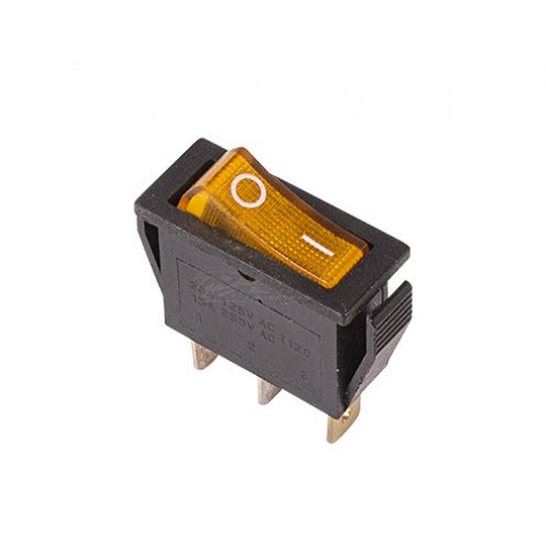 Клавиша 250V 15А (3c) ON-OFF желтая с подсветкой REXANT