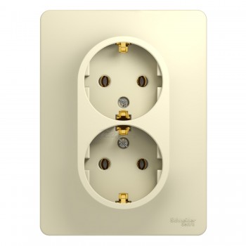 Розетка 2-местная с/з с/п крем в сборе Glossa